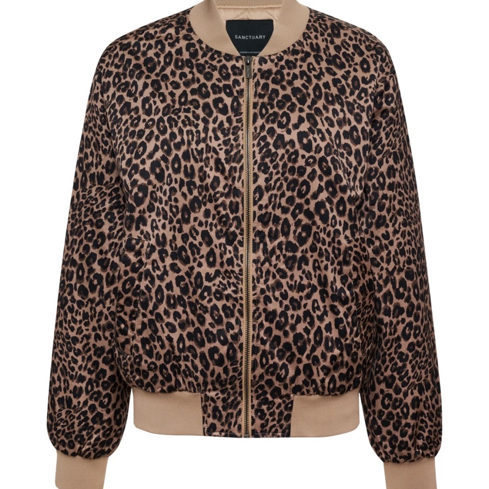 Sanctuary leopard satin bomber jacket. Size Small